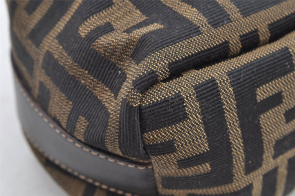Authentic FENDI Zucca Hand Bag Pouch Purse Canvas Leather Brown Junk 4616I