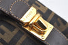 Authentic FENDI Zucca Hand Bag Pouch Purse Canvas Leather Brown Junk 4616I