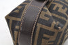 Authentic FENDI Zucca Hand Bag Pouch Purse Canvas Leather Brown Junk 4616I