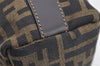Authentic FENDI Zucca Hand Bag Pouch Purse Canvas Leather Brown Junk 4616I