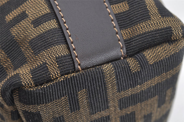 Authentic FENDI Zucca Hand Bag Pouch Purse Canvas Leather Brown Junk 4616I