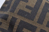Authentic FENDI Zucca Hand Bag Pouch Purse Canvas Leather Brown Junk 4616I