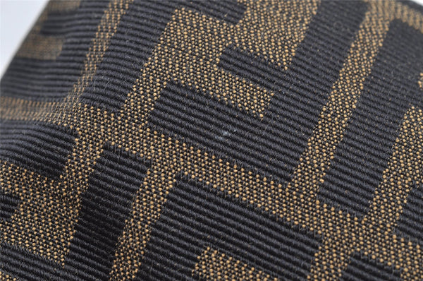 Authentic FENDI Zucca Hand Bag Pouch Purse Canvas Leather Brown Junk 4616I