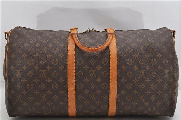 Auth Louis Vuitton Monogram Keepall Bandouliere 55 Boston Bag M41414 LV 4617D