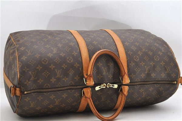 Auth Louis Vuitton Monogram Keepall Bandouliere 55 Boston Bag M41414 LV 4617D