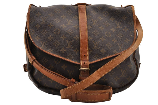Authentic Louis Vuitton Monogram Saumur 35 Shoulder Cross Bag M42254 LV 4618I