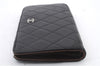 Authentic CHANEL Lamb Skin Matelasse Bifold Long Wallet Purse Black CC 4621C