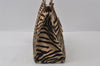 Authentic FENDI Zebra Pattern Hand Bag Purse Unborn Calf Leather Beige 4623I