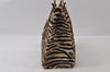 Authentic FENDI Zebra Pattern Hand Bag Purse Unborn Calf Leather Beige 4623I