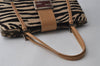 Authentic FENDI Zebra Pattern Hand Bag Purse Unborn Calf Leather Beige 4623I