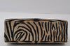 Authentic FENDI Zebra Pattern Hand Bag Purse Unborn Calf Leather Beige 4623I