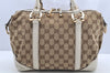 Authentic GUCCI 2Way Hand Boston Bag Purse GG Canvas Leather 189893 Brown 4626I