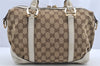 Authentic GUCCI 2Way Hand Boston Bag Purse GG Canvas Leather 189893 Brown 4626I