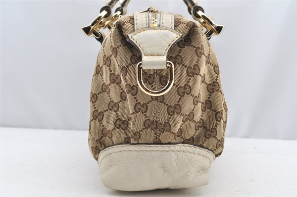 Authentic GUCCI 2Way Hand Boston Bag Purse GG Canvas Leather 189893 Brown 4626I