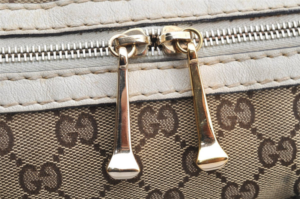 Authentic GUCCI 2Way Hand Boston Bag Purse GG Canvas Leather 189893 Brown 4626I