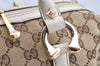 Authentic GUCCI 2Way Hand Boston Bag Purse GG Canvas Leather 189893 Brown 4626I