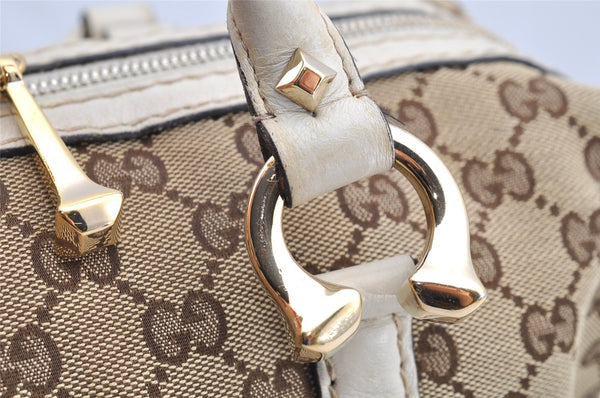 Authentic GUCCI 2Way Hand Boston Bag Purse GG Canvas Leather 189893 Brown 4626I