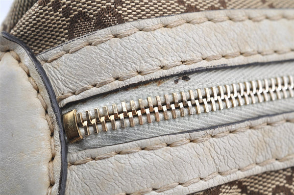 Authentic GUCCI 2Way Hand Boston Bag Purse GG Canvas Leather 189893 Brown 4626I