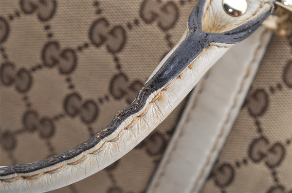 Authentic GUCCI 2Way Hand Boston Bag Purse GG Canvas Leather 189893 Brown 4626I