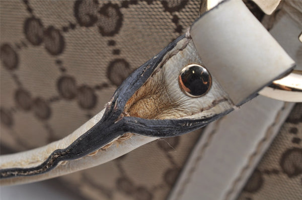 Authentic GUCCI 2Way Hand Boston Bag Purse GG Canvas Leather 189893 Brown 4626I