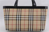 Authentic BURBERRY Nova Check Hand Tote Bag PVC Leather Beige 4627E