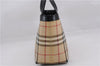 Authentic BURBERRY Nova Check Hand Tote Bag PVC Leather Beige 4627E
