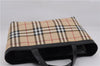 Authentic BURBERRY Nova Check Hand Tote Bag PVC Leather Beige 4627E