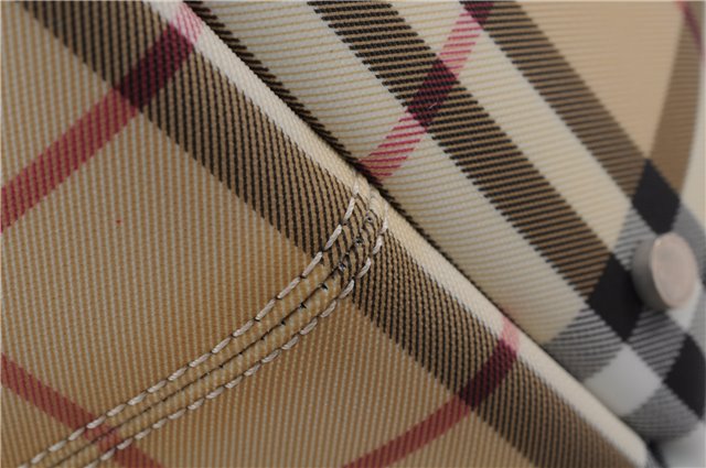 Authentic BURBERRY Nova Check Hand Tote Bag PVC Leather Beige 4627E