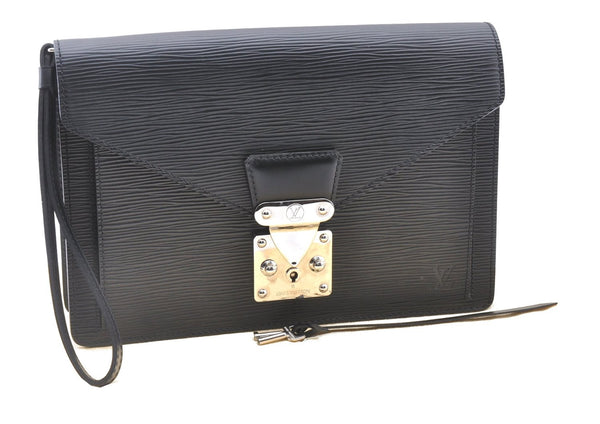 Auth Louis Vuitton Epi Pochette Sellier Dragonne Clutch Bag M52612 Black 4628F