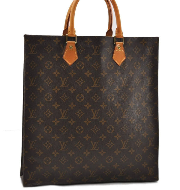 Authentic Louis Vuitton Monogram Sac Plat Hand Bag M51140 LV 4631D