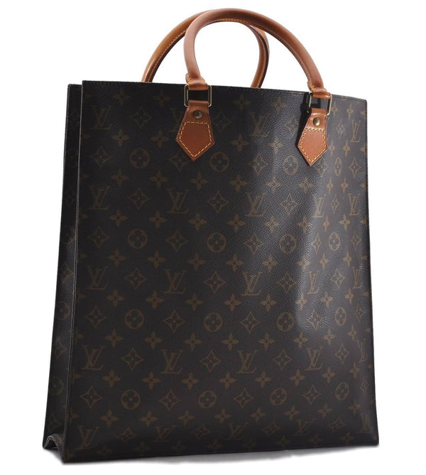 Authentic Louis Vuitton Monogram Sac Plat Hand Bag M51140 LV 4632D