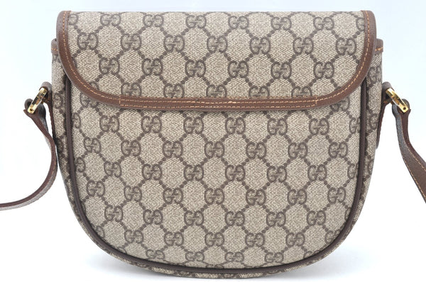 Authentic GUCCI Shoulder Cross Body Bag Purse GG PVC Leather Brown Junk 4633H