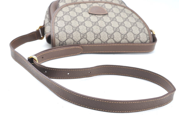 Authentic GUCCI Shoulder Cross Body Bag Purse GG PVC Leather Brown Junk 4633H