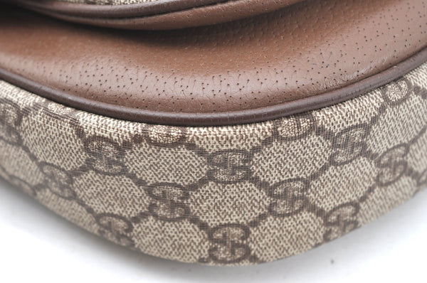 Authentic GUCCI Shoulder Cross Body Bag Purse GG PVC Leather Brown Junk 4633H