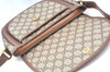 Authentic GUCCI Shoulder Cross Body Bag Purse GG PVC Leather Brown Junk 4633H