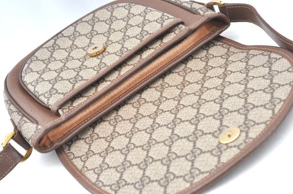 Authentic GUCCI Shoulder Cross Body Bag Purse GG PVC Leather Brown Junk 4633H