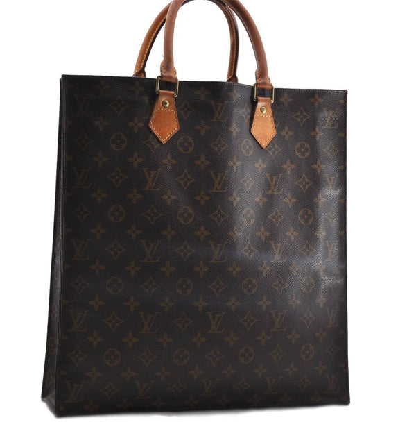 Authentic Louis Vuitton Monogram Sac Plat Hand Bag M51140 LV 4634D