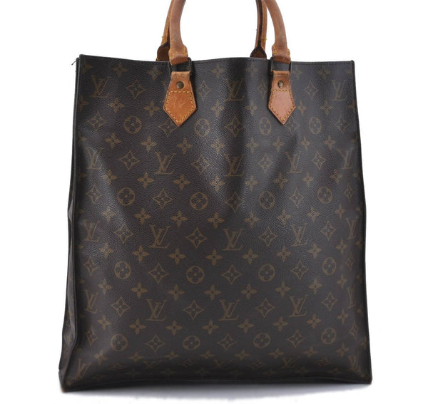 Authentic Louis Vuitton Monogram Sac Plat Hand Bag M51140 LV 4635D