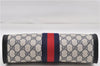 Authentic GUCCI Sherry Line Clutch Hand Bag Purse GG PVC Leather Navy Blue 4635E