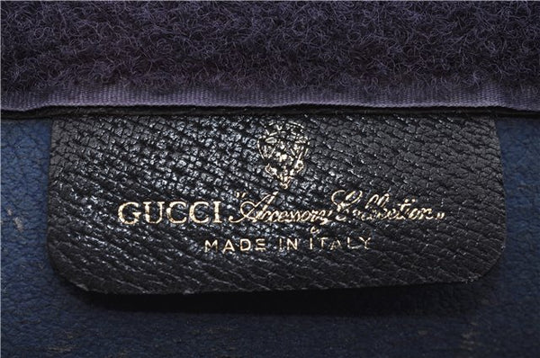 Authentic GUCCI Sherry Line Clutch Hand Bag Purse GG PVC Leather Navy Blue 4635E