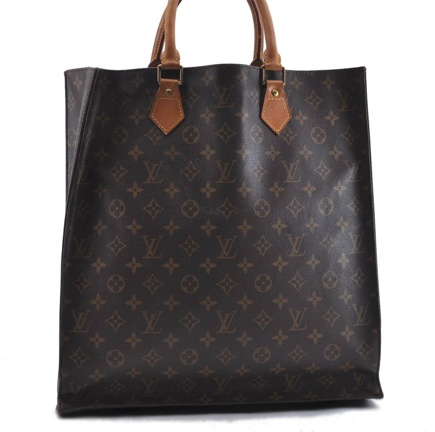 Authentic Louis Vuitton Monogram Sac Plat Hand Bag M51140 LV Junk 4636D