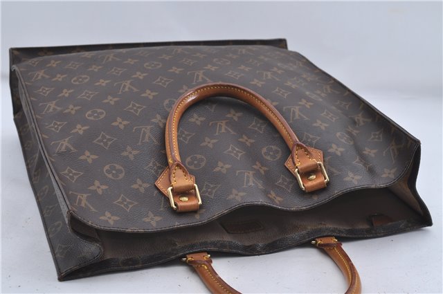 Authentic Louis Vuitton Monogram Sac Plat Hand Bag M51140 LV Junk 4636D