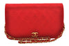 Authentic CHANEL Vintage Cotton Matelasse Chain Shoulder Bag Purse Red CC 4636I