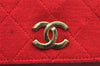 Authentic CHANEL Vintage Cotton Matelasse Chain Shoulder Bag Purse Red CC 4636I