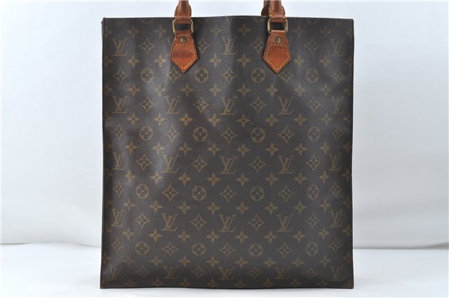 Authentic Louis Vuitton Monogram Sac Plat Hand Bag M51140 LV 4637D