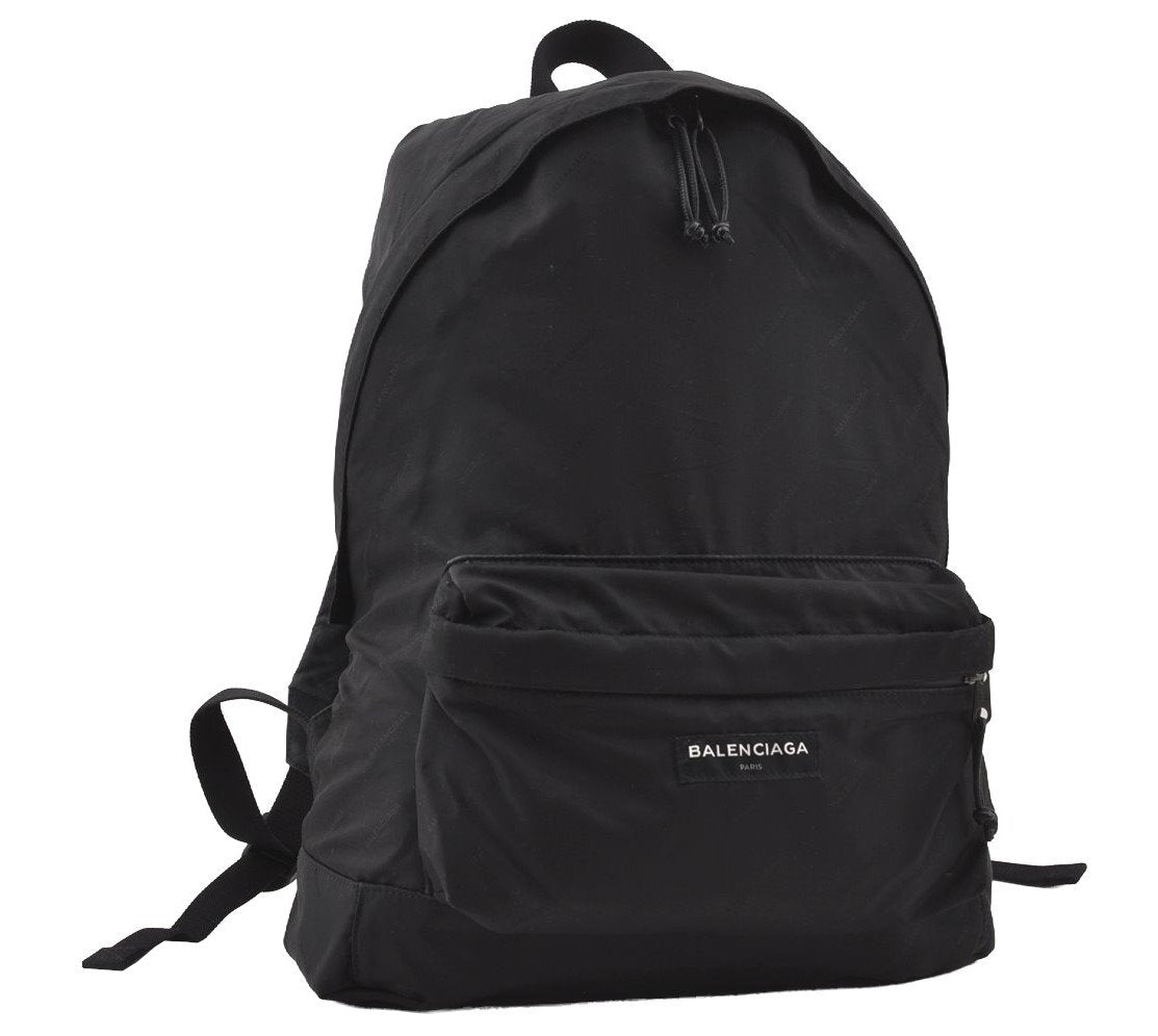 Authentic BALENCIAGA Vintage Explorer Backpack Nylon 459744 Black 4637I