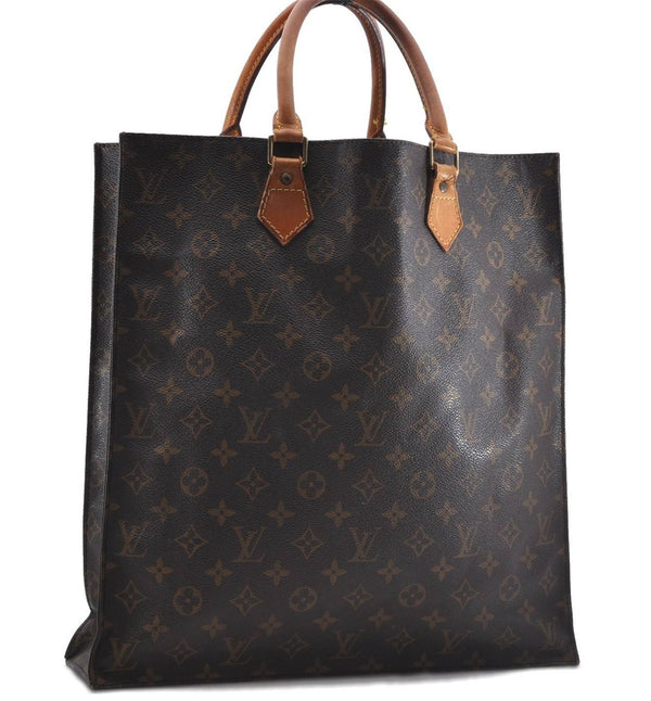 Authentic Louis Vuitton Monogram Sac Plat Hand Bag M51140 LV 4638D