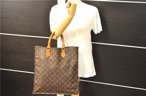 Authentic Louis Vuitton Monogram Sac Plat Hand Bag M51140 LV 4638D