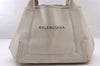 Authentic BALENCIAGA Navy Caba S Hand Bag Purse Leather 339933 White 4638I