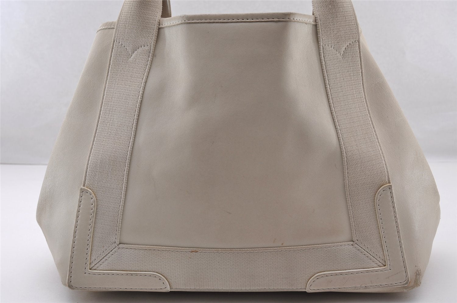 Authentic BALENCIAGA Navy Caba S Hand Bag Purse Leather 339933 White 4638I